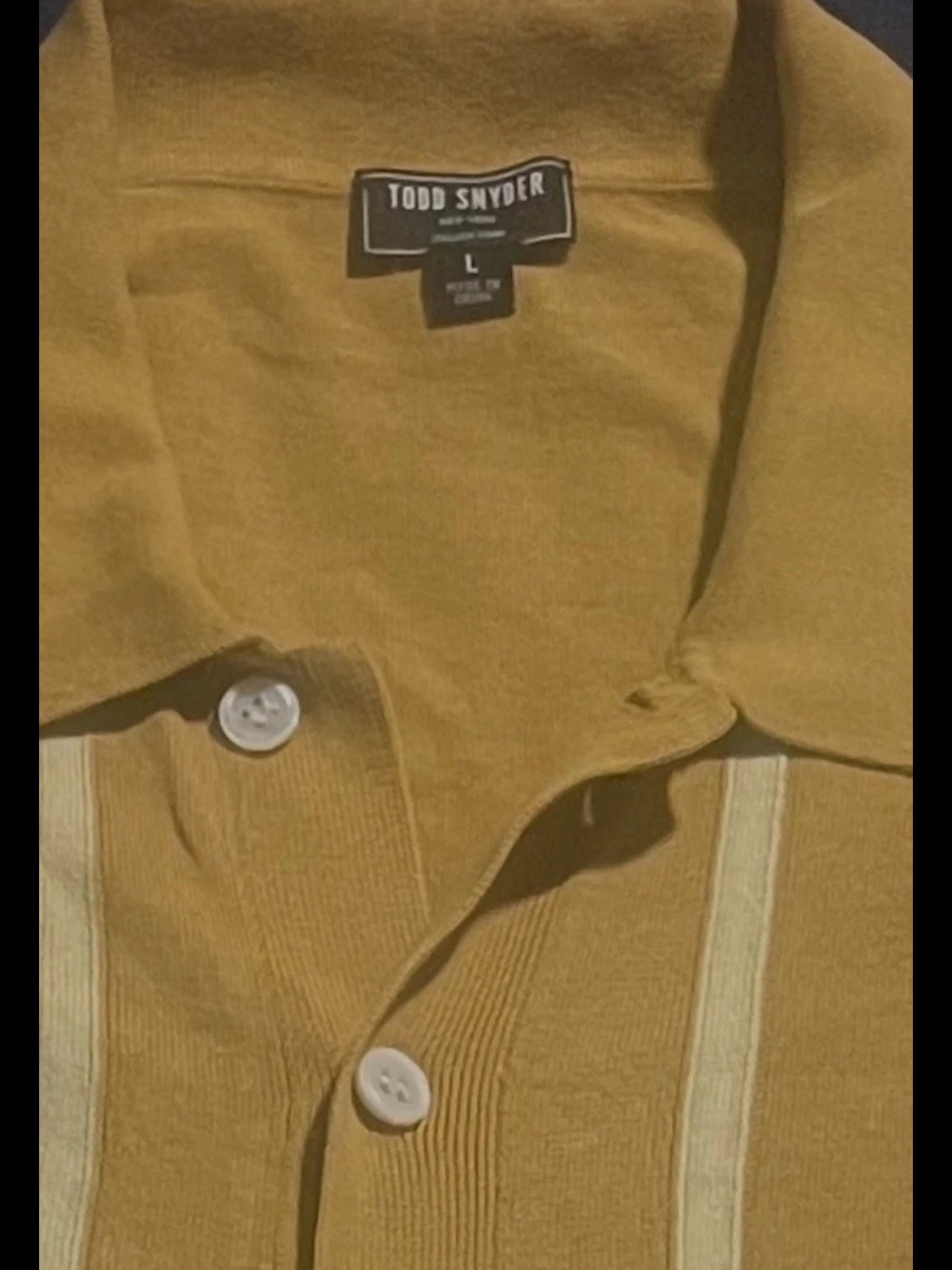 Todd Snyder Vertical Stripe Full Placket Button Up Sweater Polo Large 95689 - Picture 2 of 14